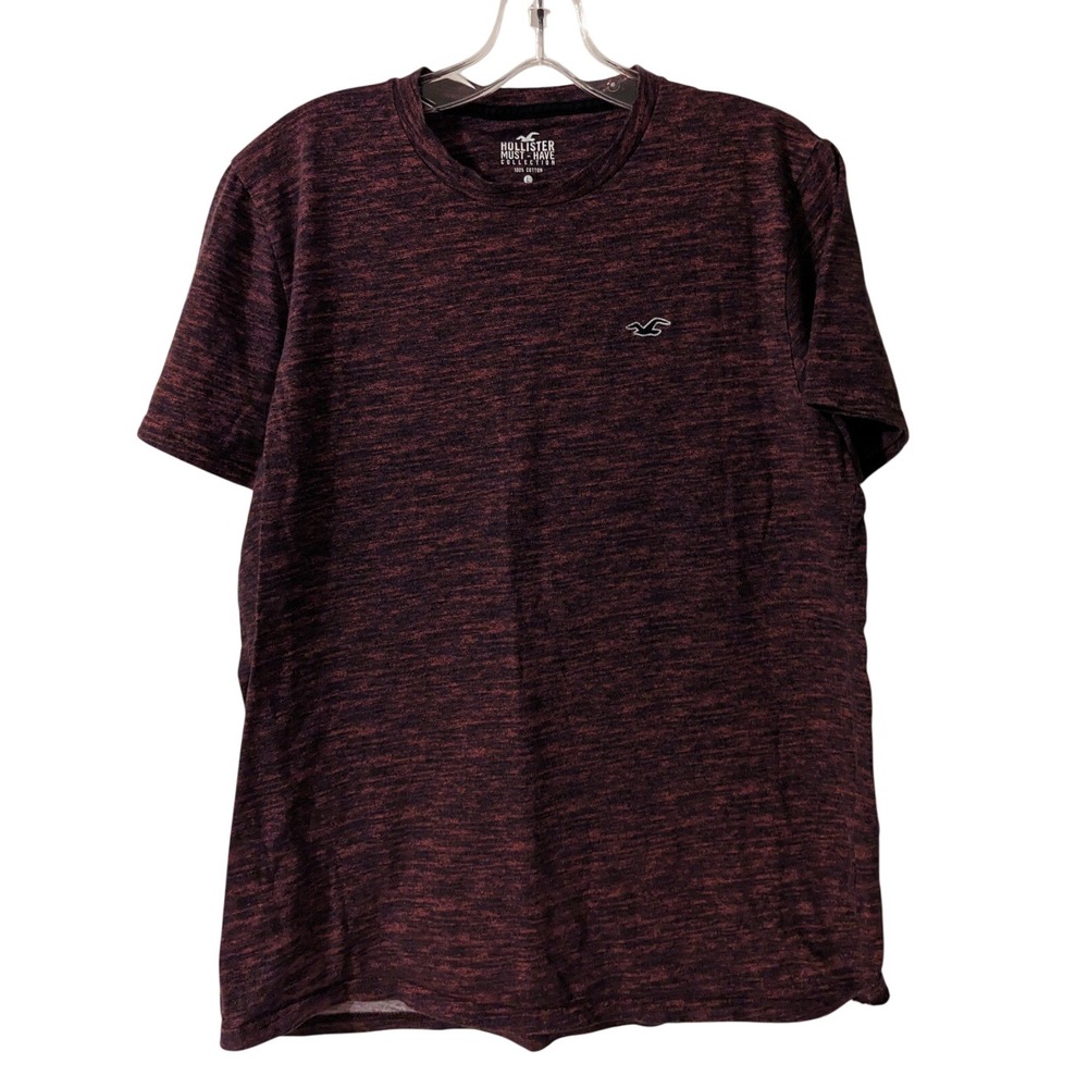 Men's HOLLISTER Must-Have Collection MAROON CREW NECK LARGE T SHIRT